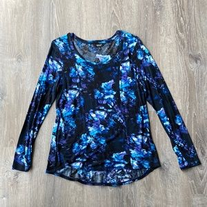 Simply Vera Vera Wang long sleeve black blue purple blouse large